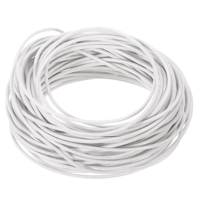 Unique Bargains 11 Yards Fil de Laçage Rond en Cuir 1mm pour Bricolage, Blanc Pur