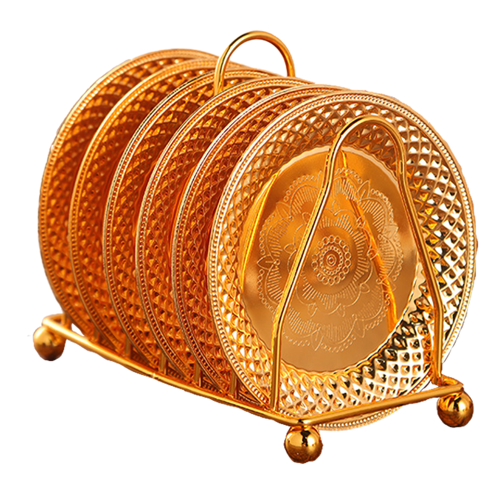 Coaster Creative Drink Coasters with Decorative Rack Non-Slip Metal Cup ...