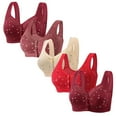 thumbnail image 1 of Plebaso Everyday Bras Pack of 5 for Women Front Closure Button Bras No Underwire Full Coverage Bralettes, 1 of 3