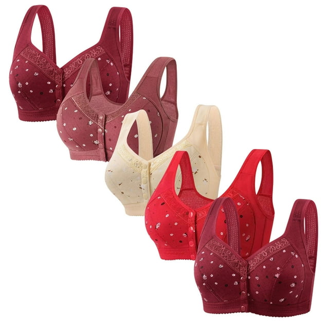 LOVZFMLL Bras for Women 5pc Woman's Comfortable Lace Breathable Bra Underwear No Rims Multicolor 2XL