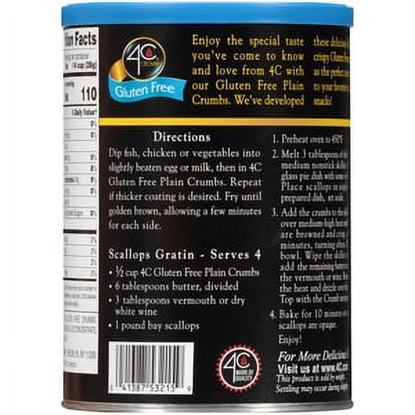 (6 pack) 4C Foods Gluten Free Plain Crumbs Canister, 12 Oz