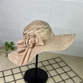 thumbnail image 2 of Tea Party Hats Easter Women's Foldable Wide Brimmed Sun Hat Korean Minimalist Style Bowknot Sunhat Casual Beach Cap, 2 of 5