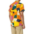 thumbnail image 3 of Unique Bargains Men's Summer Shirts Short Sleeve Irregular Geometric Button Down Shirt, 3 of 5