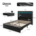thumbnail image 2 of SIBEDS LED Bed Frame with Drawer Pockets and PU Upholstered Black Wingback Headboard,Queen, 2 of 8