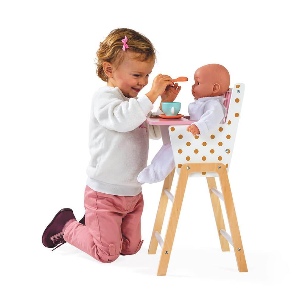 Janod Candy Chic Highchair – Wooden Baby Doll Chair - Ages 3+