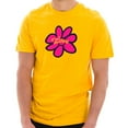 thumbnail image 3 of Big Size Hippie Flower Graphic Design Unisex Short Sleeve Cotton Jersey T-Shirt - Taxi Gold 2XL, 3 of 4