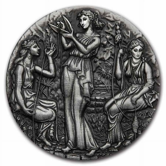 2025 AUS 2 oz Silver Fate The Moirai Antiqued & High Relief (Box)