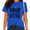 1-blue, variant on Women's Black Distressed Worn Tall Serif Block Worship Faith Inspirational Text Graphic Short Sleeve T-Shirt Tees Tops