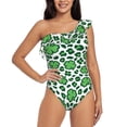 thumbnail image 2 of Yiaed Leopard print St. Patrick's Day Print Women One Piece Swimsuits Tummy Control One Shoulder Bathing Suits Pattern Ruffle Swimwear-Medium, 2 of 8