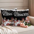 thumbnail image 2 of Black Christmas Outdoor Waterproof Pillow Covers, Santa Snowman Snowflake Gifts Elk Decorative Square Throw Pillowcase Sofa Cushion Sham for Patio/Couch/Chair, 16"x16" 2 Pack, 2 of 8