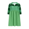thumbnail image 3 of Nuoqisi Women's Summer Short Sleeve Panel V-Neck Babydoll Shirt Dress - Flowy Mini Dress with Structured Collar, 3 of 5