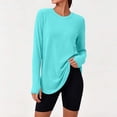 thumbnail image 6 of Qgtaibl Women Long Sleeve Workout Shirts Crew Neck Curved Hem Thumb Hole Tops Moisture Wicking Loose Fit Athletic Tees for Running Gym Fitness Sky Blue S, 6 of 8