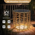 thumbnail image 5 of EVERITE Outdoor Wave Wicker End Tables Set of 2,Modern Boho Style with Built-in Solar Lights,Natural Brown, 5 of 8