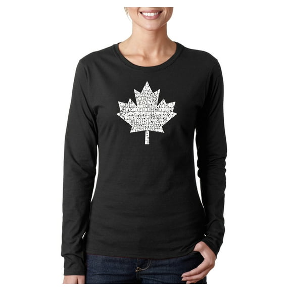 LA Pop Art Women's Word Art Long Sleeve T-Shirt - CANADIAN NATIONAL ANTHEM