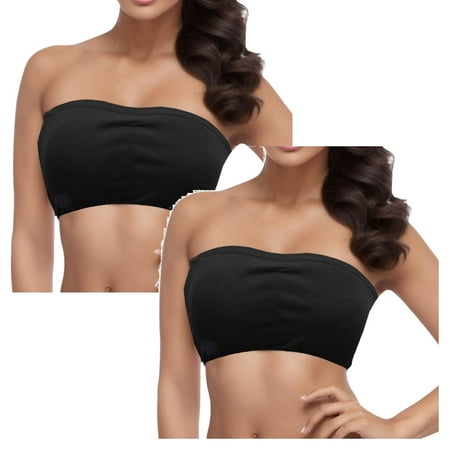 Kcodviy 2Pcs Plus Women Double Bandeau Women Tube Top Strapless Bra Stretchy Padded Lace Tube Tops For Women Removable Top Size Tube Top For Women Tube Tops For Women Plus Size