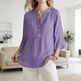 thumbnail image 6 of Wensltd Women V Neck Blouses Long Sleeve Open Front Cardigan Cotton Linen Solid Color Casual Soft Blouses, 6 of 7