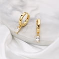 thumbnail image 3 of Square Huggie Hoop Earrings for Women, S925 Sterling Silver Post Hypoallergenic Dangle Hoop Earrings Dainty CZ Square Huggie Hoop Earrings Jewelry for Women, 3 of 7