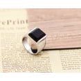 thumbnail image 5 of Mens Titanium Steel Ring European American Retro Obsidian Inlay Gold Plated Artificial Gem Semi Gem Steel Black Ring Jewelry Gift for Him, 5 of 11