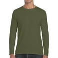 thumbnail image 3 of Gildan Long Sleeve T-Shirt for Adult Crew Neck Softstyle Military Green Color Shirt 4.5 oz 100% Ring-Spun Cotton Long Tee 6 Pack Size-S, 3 of 6