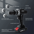 thumbnail image 3 of Euur Cordless Drill, 21V Power Drill Set, 25+1 Position Adjustable Torque Electric Drill, 2-Speed Transmission For Screwdriving And Drilling, Black, 3 of 7