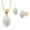 White||White||Pink, variant on 18K Yellow Gold Plated Silver White Opal and Blue Created Sapphire Pendant and Earrings Jewelry Set for Women (4.05 Cttw, Gemstone Birthstone, Oval Cabochon 11X9MM and 8X6MM with 18 inch Silver Chain)
