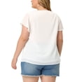 thumbnail image 3 of Blusa de verano de talla grande para mujeres Agnes Orinda, con cuello en V, mangas acampanadas y puntos suizos, 2X blanca, 3 of 6