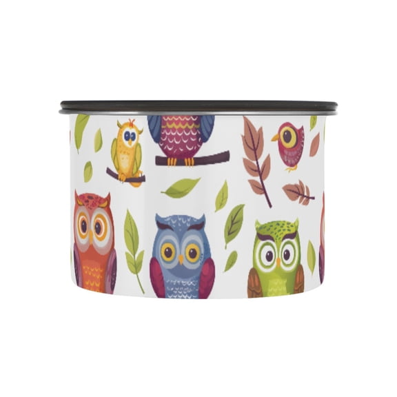 Cartoon Owl Leaves Airtight Coffee Bean Canister 500 ml Food Storage Containers with Lids For Gournd, Tea, Sugar, Flour, Rice, Cereal, Candy Cookie Jar