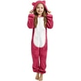 thumbnail image 3 of Kids Fleece Onesie Romper Hooded Little bear's ears Onesies Cute Animal Costume Design Long Sleeves Girls Costumes Size 5-6 Years, 3 of 4