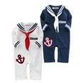 thumbnail image 2 of StylesILove Newborn Infant Toddler Baby Boy Sailor Anchor Cosplay Romper Jumpsuit Holiday Festival Onesie Outfit (90/12-18 Months, White), 2 of 2