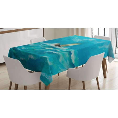 

Ambesonne Sailboat Tablecloth Rectangular Table Cover Sail in Stormy Weather 60 x84 Pale Blue Cream Blue