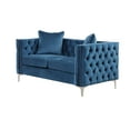 thumbnail image 5 of Rome - 3 Pieces Button Tufted Blue Velvet Fabric Living room Set - 1 Sofa, 1 Loveseat and 1 Armchair, 5 of 7