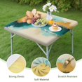 thumbnail image 4 of Teal and Gold Marble Abstract Waves Pattern Square Fitted Tablecloth with Elastic Edge,Square Table Cover,Washable Elastic Table Cover for Home Kitchen Party Decor 34"x34", 4 of 6