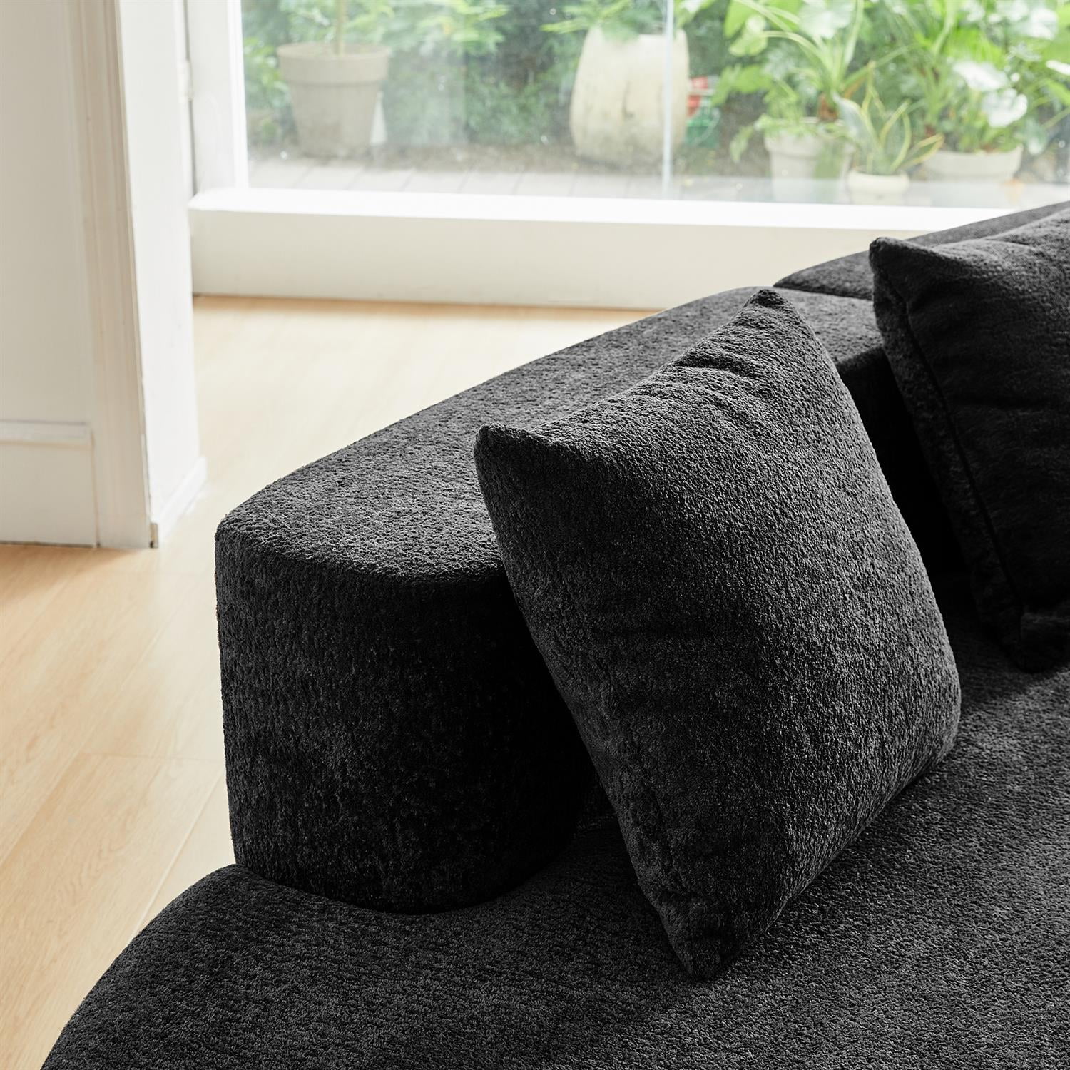 Demi Bonn 109" Modern Curved Sectional Sofa, Large 5-Seater Couch for Living Room and Apartment, Easy Assembly, Black