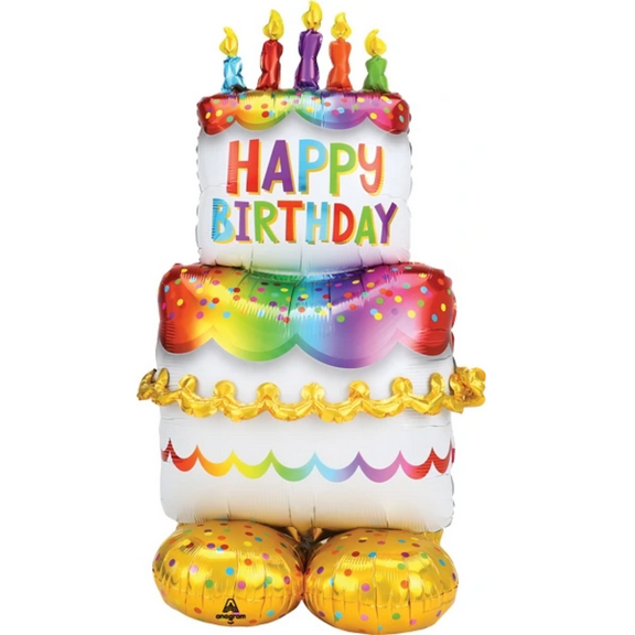 LoonBalloon Giant 52 Inch Birthday Cake Balloon - Air-Inflatable