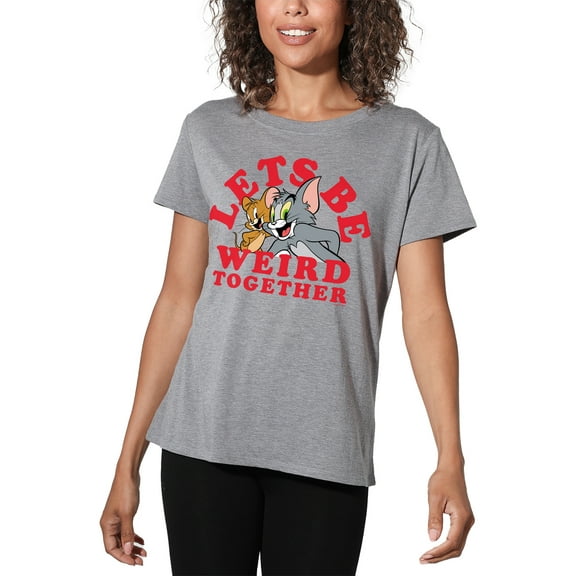 Tom and Jerry Weird Together Valentine Women's Loose T-Shirt, Athletic Heather, Medium