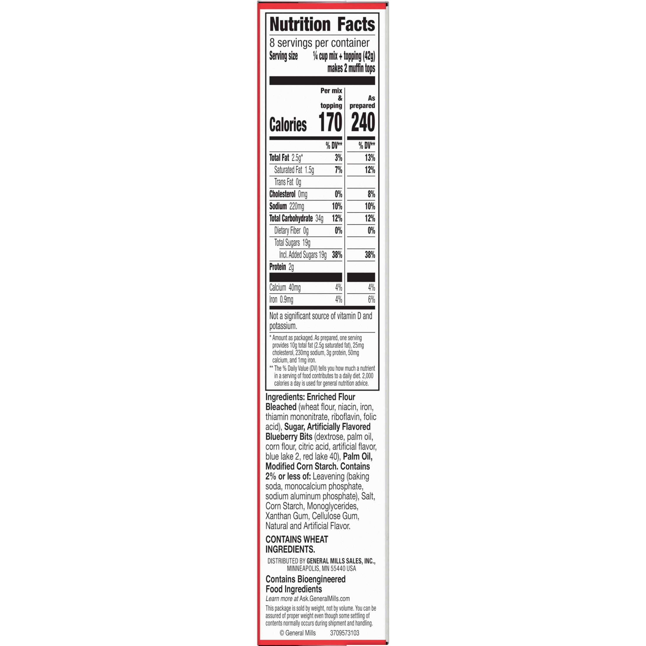 Betty Crocker Muffin Tops Mix, Blueberry, With Topping, 11.9 oz
