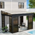 thumbnail image 4 of Erinnyees 10' x 12' Wall Mounted Sunroom Gazebo,All-Season Patio Gazebo Sunroom with Side Door,Outdoor Permanent Sunroom,Grey, 4 of 7