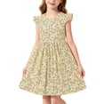 thumbnail image 5 of HAOTAGS Girls Casual Dresses Ruffles Sleeveless Cute Prints Crewneck Summer Flowy Sundress Yellow Size 15, 5 of 7