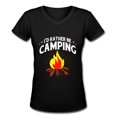 thumbnail image 4 of Camping I'D Rather Be Women'S V Neck T Shirts Black Small, 4 of 5