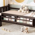 thumbnail image 6 of Bellemave Twin Size Daybed with Guardrails and Stairs, Wood Floor Bed Frame with Bookcase, Montessori Bed with Fence for Room, No Box Spring Needed,Espresso, 6 of 7