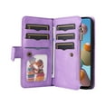 thumbnail image 2 of Multifunctional Case for Samsung A21S,[RFID Blocking] 9 Credit Cards Holder with Wrist Strap, Premium PU Leather Zipper Wallet Purse Magnetic Flip Phone Cover for Samsung Galaxy A21S, Purple, 2 of 12