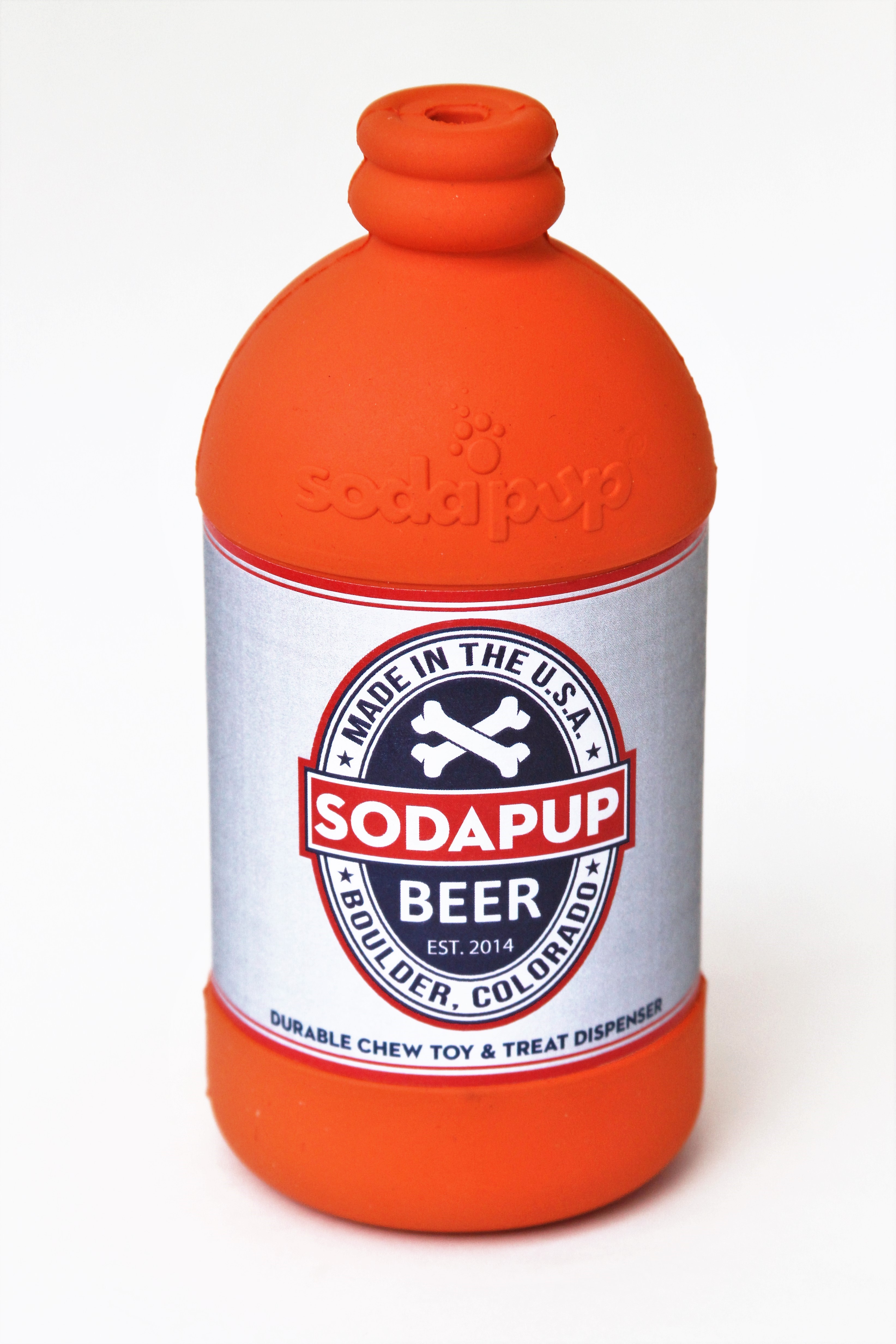 SodaPup Natural Rubber Orange Squeeze Beer Bottle Dog Toy, Large