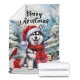 thumbnail image 2 of Merry Christmas Siberian Husky Enjoys Woofmas Winter Xmas Holiday Cozy Fleece Blanket Husky Dog Lover Gifts Warm Soft Throw Blanket - 02022, 2 of 5