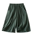 thumbnail image 2 of ALLLIST High Shorts for Women Short Green Wide-Leg Solid Comfy Trousers Elastic Cotton and Linen Skorts for Girls 60%Cotton,40%Linen Trousers L, 2 of 7