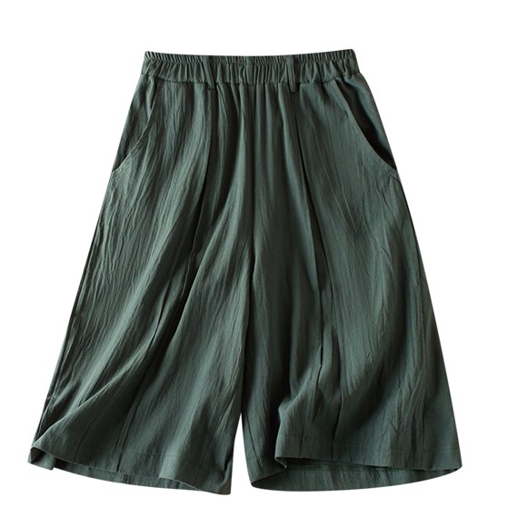 Cameland Shorts For Women Fashion Women Cotton Linen Casual Shorts Solid Elastic Waist Straight Shorts