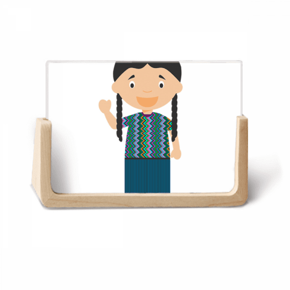 Long Pigtail Guatemala Cartoon Photo Wooden Photo Frame Tabletop Display
