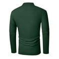 thumbnail image 3 of Fabrcox Long Sleeve Black Polo Shirts for Men Fall Spring Solid Color Turn-Down Collar Fall Spring Basic Casual Button Polo Shirts Dark Green XL, 3 of 3