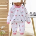 thumbnail image 2 of TOWED22 2 Piece Toddler Baby Girl Boy Fall Winter Clothes Long Sleeve Sweatshirt Tops Elastic Waist Pants Cute Print Outfits Clothing Set(Pink,18-24 M), 2 of 5