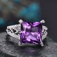 thumbnail image 2 of HeartsAndYou 2ct Natural Purple Amethyst Filigree Band Engagement Ring 14k SOLID White Gold, 2 of 9