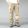 thumbnail image 4 of Men Multi Pocket Cargo Pants Stretch Straight Leg Zip Off Wear Resistant All Season Outdoor Trousers, 4 of 10